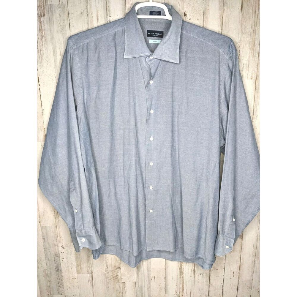 Peter Millar Collection Flex Finish Size XL Blue‎ Long Sleeve Button Shirt
